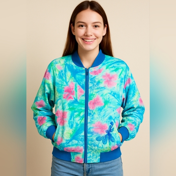 Vintage 80's Lightweight Zippered Bomber Coat,  XL - Picture 1 of 7